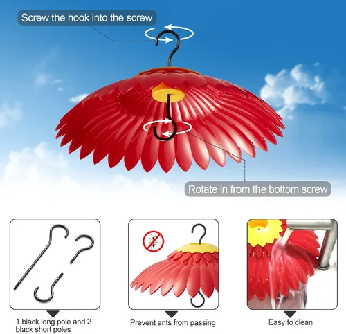 Vista 3 de Cubierta protectora para comedero de colibríes, cúpula protectora contra la intemperie para colgar comedero de pájaros de la lluvia y el sol, a 2