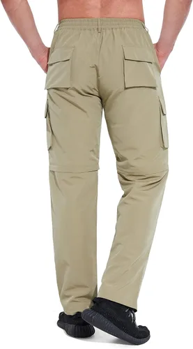 Vista 9 de WZIKAI Pantalones de senderismo convertibles para hombre con múltiples bolsillos, ligeros, con cremallera, pantalones de trabajo para exteriores