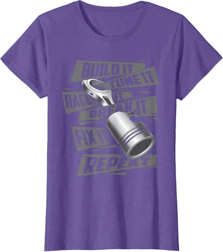 Vista 28 de Build It Tune It Race It Break It - Camiseta para entusiastas de los coches de carreras, talla S Negro
