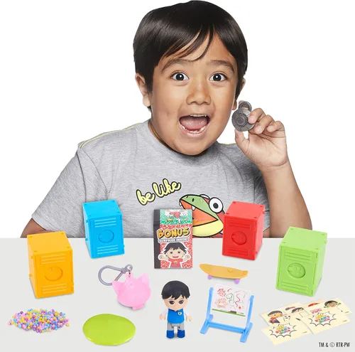 Vista 2 de Just Play Ryan's World - Taquillas sorpresa apilables, 5 casilleros precargados, incluye figura, slime, llavero, los estilos pueden variar, juguetes