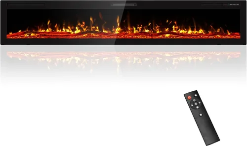 Vista 19 de Chimenea eléctrica ultrafina de 40" empotrada montada en la pared