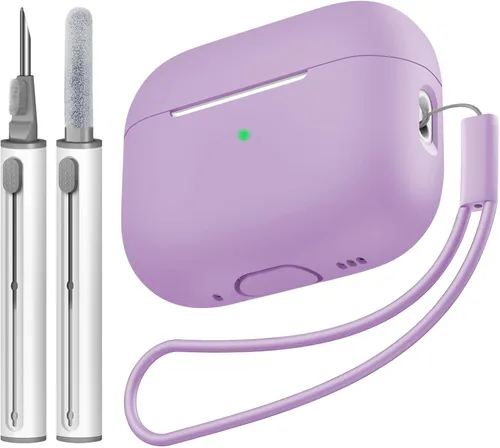 Vista 27 de Compatible con Airpods Pro 2 Case, Funda Protectora de Piel de Silicona Suave con Kit de Limpieza y Cordón Compatible para AirPod Pro de 2ª
