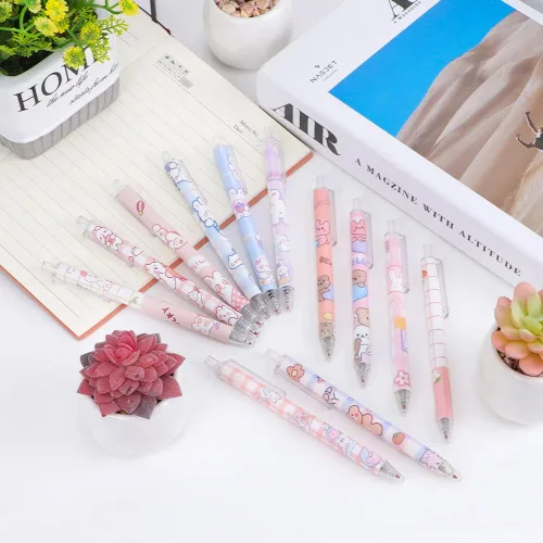 Vista 5 de 12 bolígrafos de gel kawaii para niña, tinta negra de 0.020 in, bolígrafos Kawaii retráctiles finos, suministros escolares para niños, suministros