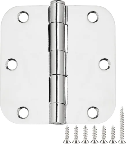 Vista 15 de TDCHINGES - Paquete de 3 bisagras redondeadas con radio de 5/8", de hierro, planas, estándar, fácil de instalar, para puertas dobles, habitación