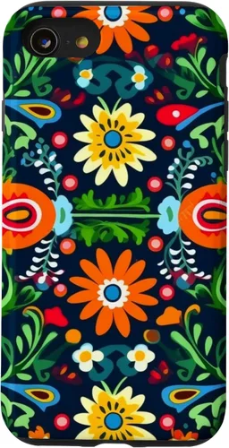 Vista 18 de Funda para iPhone 16 con diseño floral mexicano tradicional mexicano