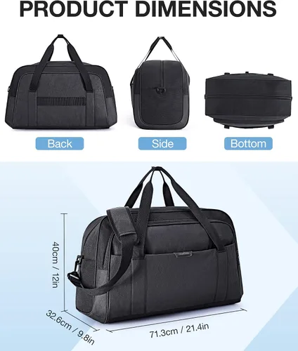 Vista 5 de BAGSMART Bolsa de viaje Negro 40L Bolsa de viaje