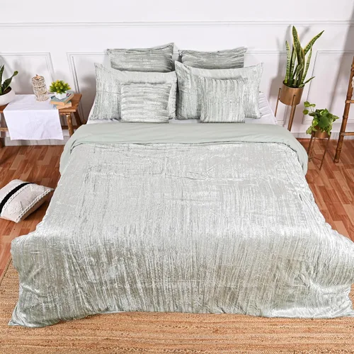 Vista 11 de Funda de edredón de terciopelo sólido ultra-luxe, ropa de cama boho UO, funda de colcha Donna, juego de edredón de 3 piezas, juego de cama de Aqua