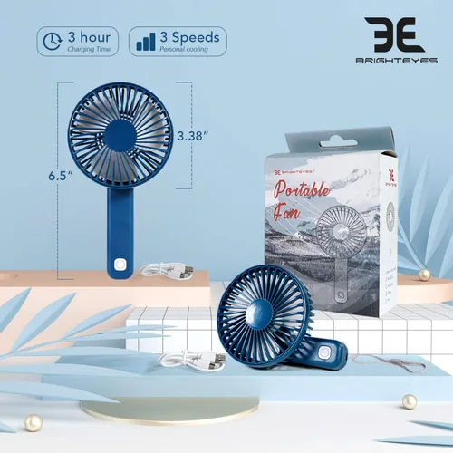 Vista 5 de Bright Eyes Ventilador de mano con mango ajustable giratorio Paquete de 2 Ideal para sofocos Recargable con micro USB (amarillo)