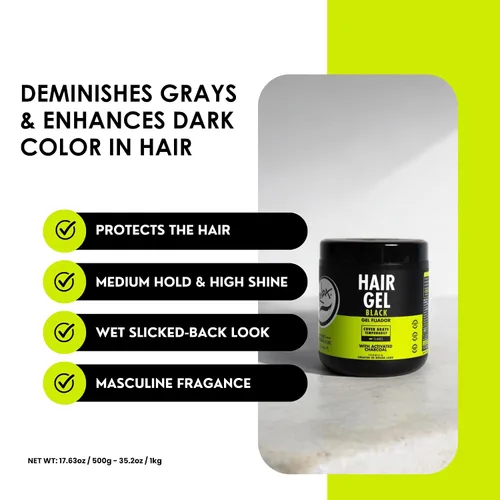 Vista 6 de Gel para el cabello negro Rolda para hombres - Gel de peinado de sujeción media con carbón activado para aspecto húmedo - Cubre las canas y realza