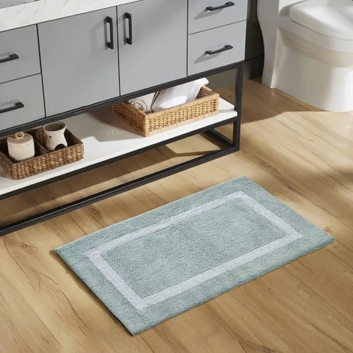 Vista 103 de Better Trends - Alfombra de baño 100% algodón reversible, altamente absorbente y lavable a máquina, suave, tapete de ducha para piso de baño