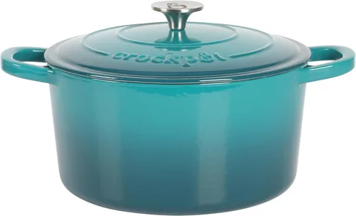 Vista 27 de Crock-Pot Horno Holandés Artesanal Redondo de Hierro Fundido Esmaltado, 3 Cuartos, Aqua