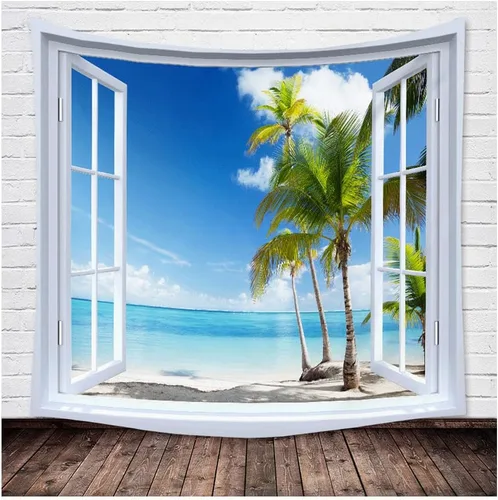 Vista 6 de WANLIAN Tapiz de pared de paisajes, tapiz de bosque natural, tapiz de montaña, para decoración de interiores y exteriores, tamaño grande, 59