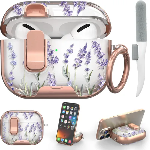 Vista 26 de Funda para Apple AirPods Pro 3 2025 con bloqueo de seguridad y soporte para negro - p