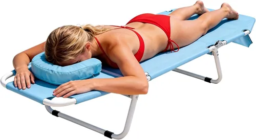 Vista 7 de MOPHOTO Silla de Bronceado, Silla de Sol al Aire Libre de 5 Posiciones, Silla de Sol Plegable, Silla de Sol con Orificio para la Cara, Perfecta