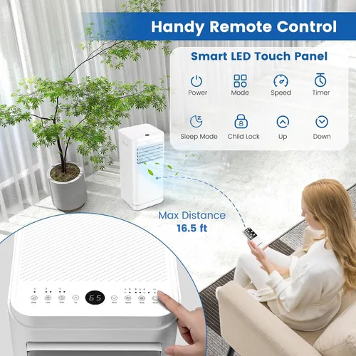 Vista 5 de KOTEK Aire acondicionado portátil para habitación de hasta 350 pies cuadrados, unidad de CA 3 en 1 de 10000 BTU para dormitorio
