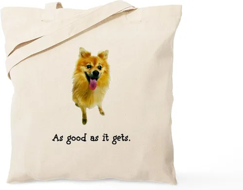 Vista 13 de CafePress Bolso de compras beige natural reutilizable de la lona de Pomerania del bolso de asas rojo negro