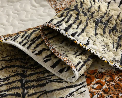 Vista 9 de MarCielo Juego de colcha acolchada de 3 piezas con estampado de leopardo, ropa de cama, manta con estampado de animales, juego de colcha de guepardo