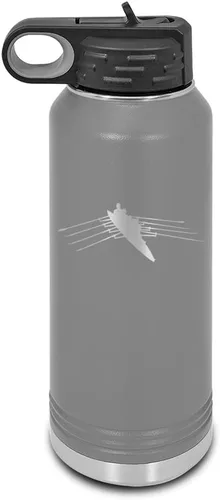 Vista 5 de Row - Botella de agua grabada con láser personalizable de acero inoxidable con pajilla, color azul marino, 32 onzas