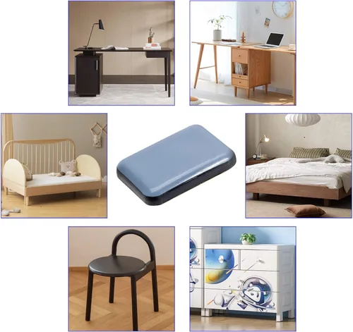 Vista 6 de 24 deslizadores de teflón autoadhesivos para muebles, de 1.35 x 0.98 pulgadas, rectangulares para muebles, almohadillas móviles para alfombras