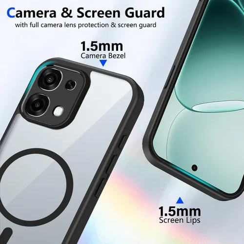 Vista 450 de Funda magnética transparente compatible con Xiaomi 17T, color negro 2 en 1 PC + TPU cubierta de teléfono a prueba de golpes, carcasa protectora