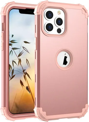Vista 10 de Funda de teléfono para iPhone 13 Pro Max 2021 de 6.7 pulgadas, cubierta dura a prueba de golpes, de silicona suave, híbrida, de tres capas Negro