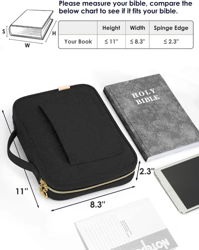 Vista 2 de heouvo Funda para Biblia para Mujeres, Suministros para Estudio de la Biblia, Kit de Diario de la Biblia, 6 Marcadores y Bolígrafos de Biblia sin