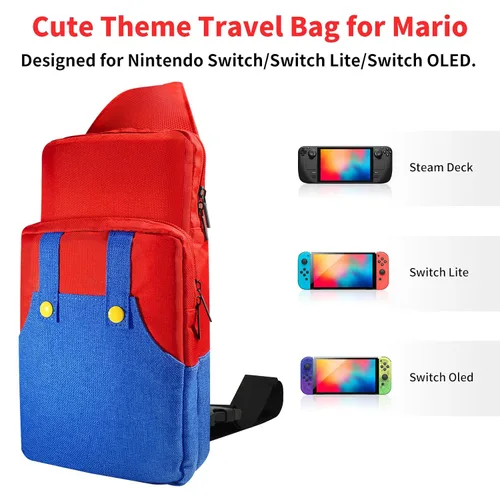 Vista 3 de THRCIFLO Portable Crossbody Travel Bag for Nintendo SwitchSwitch LiteSwitch OLED,Cute Shoulder Bag Backpack for Super Mario, Durable Carrying Sling
