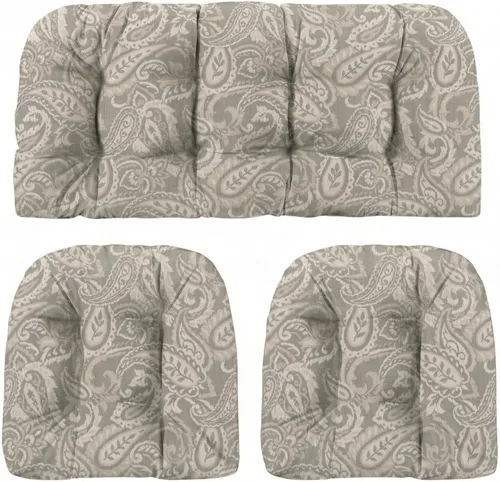 Vista 26 de RSH DECOR: Sunbrella - Juego de 3 cojines de mimbre copetudos 41 x 19 pulgadas y 19 x 19 pulgadas Fabricado con tela de rendimiento Sunbrella