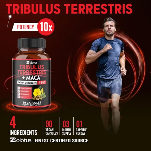 Vista 6 de Zolotus Cápsulas Premium de Tribulus Terrestris - Combinadas con Ashwagandha, Panax Ginseng y Maca - 90 Unidades para 3 Meses