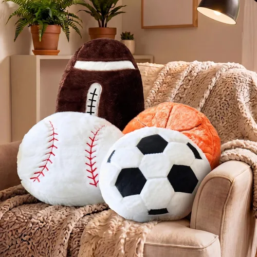 Vista 8 de Juexica Almohadas deportivas esponjosas de peluche para fútbol, baloncesto, béisbol, cojín deportivo de felpa para decoración de habitación, regalo