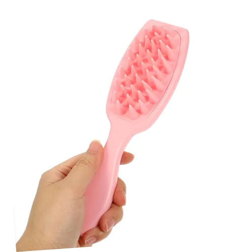 Vista 4 de Cepillo de silicona para lavar el cabello con asa, peine para caspa, cepillo para champú para el cabello, cepillo exfoliante para limpieza
