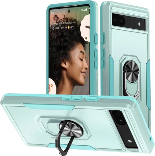 Vista 13 de Funda para Google Pixel 6A con armadura atril anillo magnético resistente de grado militar a prueba de golpes para Pixel 6A 5G funda de teléfono