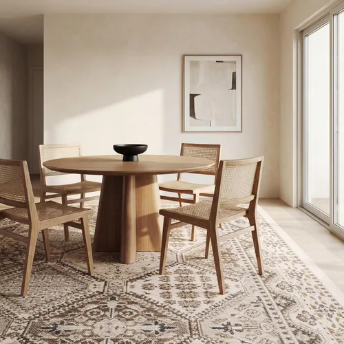 Vista 5 de nuLOOM Alfombra de Área Becca Tradicional con Diseño de Azulejos 2x3, Beige, Diseño Transicional Desvanecido, Resistente a las Manchas, Para