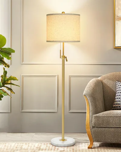 Vista 10 de Actualización: lámparas de pie doradas para sala de estar, lámpara de pie moderna ajustable de 55 a 67 pulgadas de altura con base de mármol