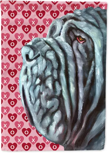 Vista 343 de Caroline's Treasures SS4484GF Bandera de jardín con diseño de bulldog inglés y corazones para el Día de San Valentín, bandera decorativa para patio
