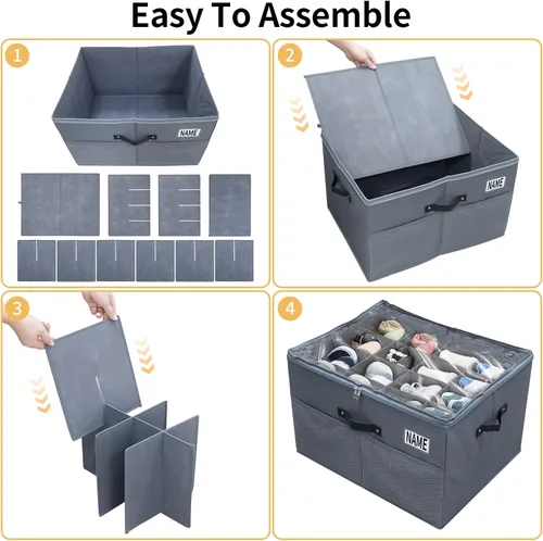 Vista 3 de Organizador de almacenamiento de zapatos para armario para 16 pares, 1 paquete de cajas de zapatos con cubierta transparente y asas resistentes
