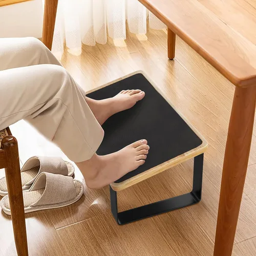 Vista 6 de Reposapiés para debajo del escritorio en el trabajo, taburetes ergonómicos de madera con metal con superficie de goma antideslizante, reposapiés