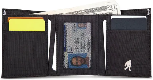Vista 4 de Eddie Bauer Men's Fabric Trifold Wallet Money Clip RFID Protection ID Window Genuine Leather EDC