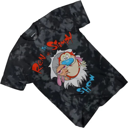 Vista 3 de Nickelodeon Camisa clásica de los años 90 para hombre, teñido anudado, Ren & Stimpy Show, estilo vintage, estilo retro y teñido anudado