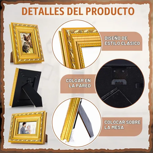 Vista 3 de 36 marcos de fotos dorados pequeños de 2 x 3 pulgadas a granel