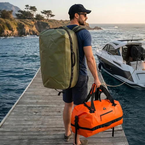 Vista 9 de Haimont Mochila Duffel Grande Impermeable con Parte Superior Enrollable, Bolsa Duffel Seca de Servicio Pesado para Navegación, Viajes, Camping