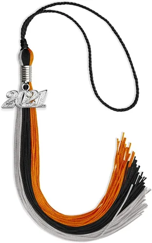 Vista 146 de Endea Graduation Borla de triple color con gota de fecha plateada (negro/dorado/granate, 2020)