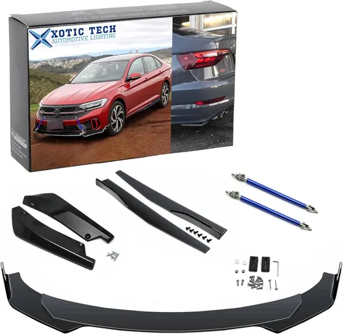Vista 17 de X xotic tech Juego de carrocería para coche con alerón para parachoques delantero, divisor de falda lateral + alerón para parachoques trasero
