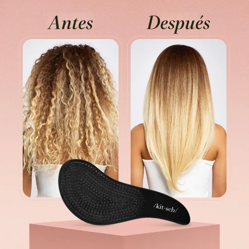 Vista 5 de Kitsch Cepillo desenredante - Cepillo suave para todo tipo de cabello - Negro Flexible Bristles for All Hair Types - Dry or Wet Detangling Hair