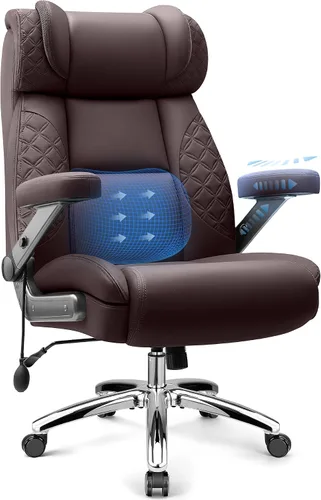 Vista 14 de Silla de oficina grande y alta, silla de computadora de escritorio con reposapiés para personas pesadas, silla ejecutiva de juegos de gran