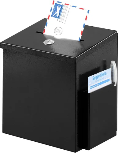 Vista 12 de xydled Caja de sugerencias con cerradura montable en pared de metal para donación/boleta/votación/colección/caja de depósito de llaves con 50