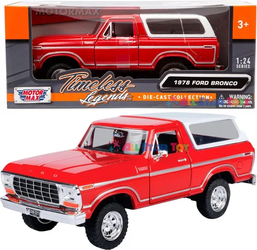 Vista 8 de 1978 Bronco 1:24 Modelo de Coche Fundido SUV SUT Negro con Cap Truck Motormax 79371