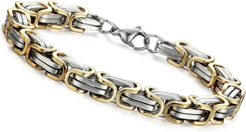 Vista 5 de Jstyle Collar de cadena de acero inoxidable para hombre Pulsera bizantina para hombre Juego de joyas para hombre de 85 pulgadas y 2224 pulgadas