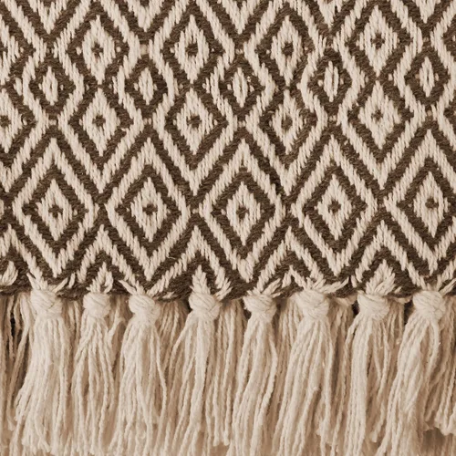 Vista 3 de DII Rustic Farmhouse Manta tejida con doble diseño de diamantes, 50x60, Marrón