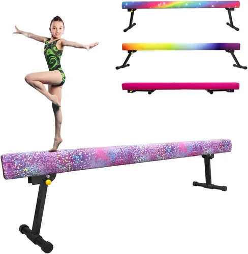 Vista 15 de GLANT - Viga de equilibrio ultrasimple ajustable y plegable de 8 pies, equipo de gimnasia de suela de piso alto y bajo, sin necesidad